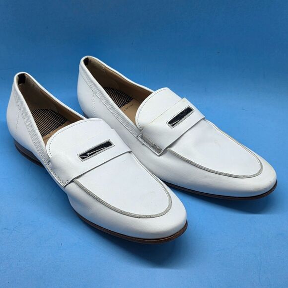 Alessandro Dell \'Acqua Mens White Half Strap Leather Loafers Size US 10 EU 42.5 main image 6
